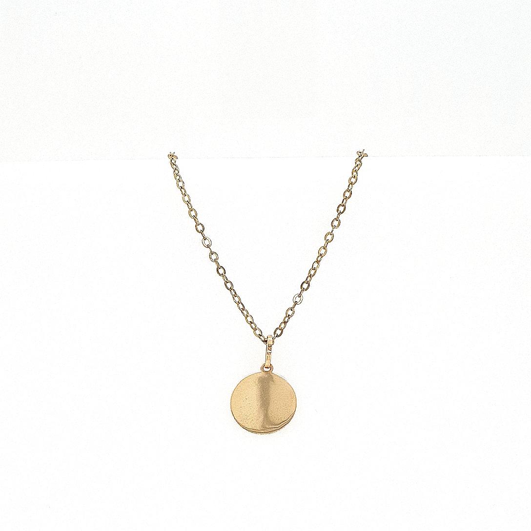 9ct Yellow Gold Plain Round Disc 12mm Pendant ONLY