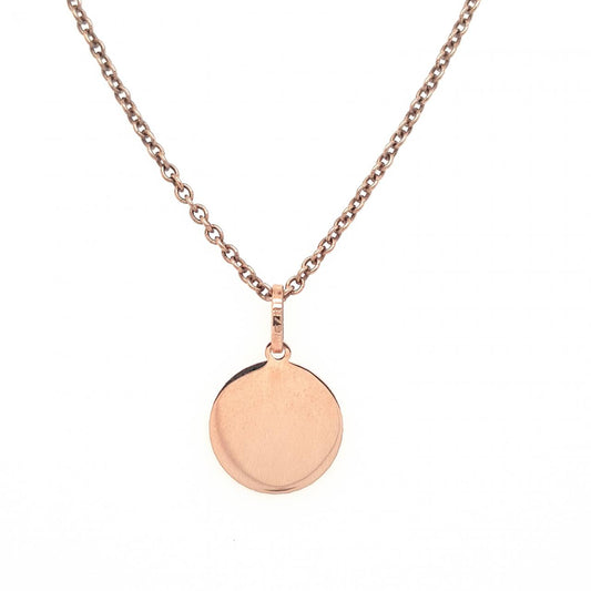 9ct Rose Gold Plain Round Disc 12mm Pendant ONLY