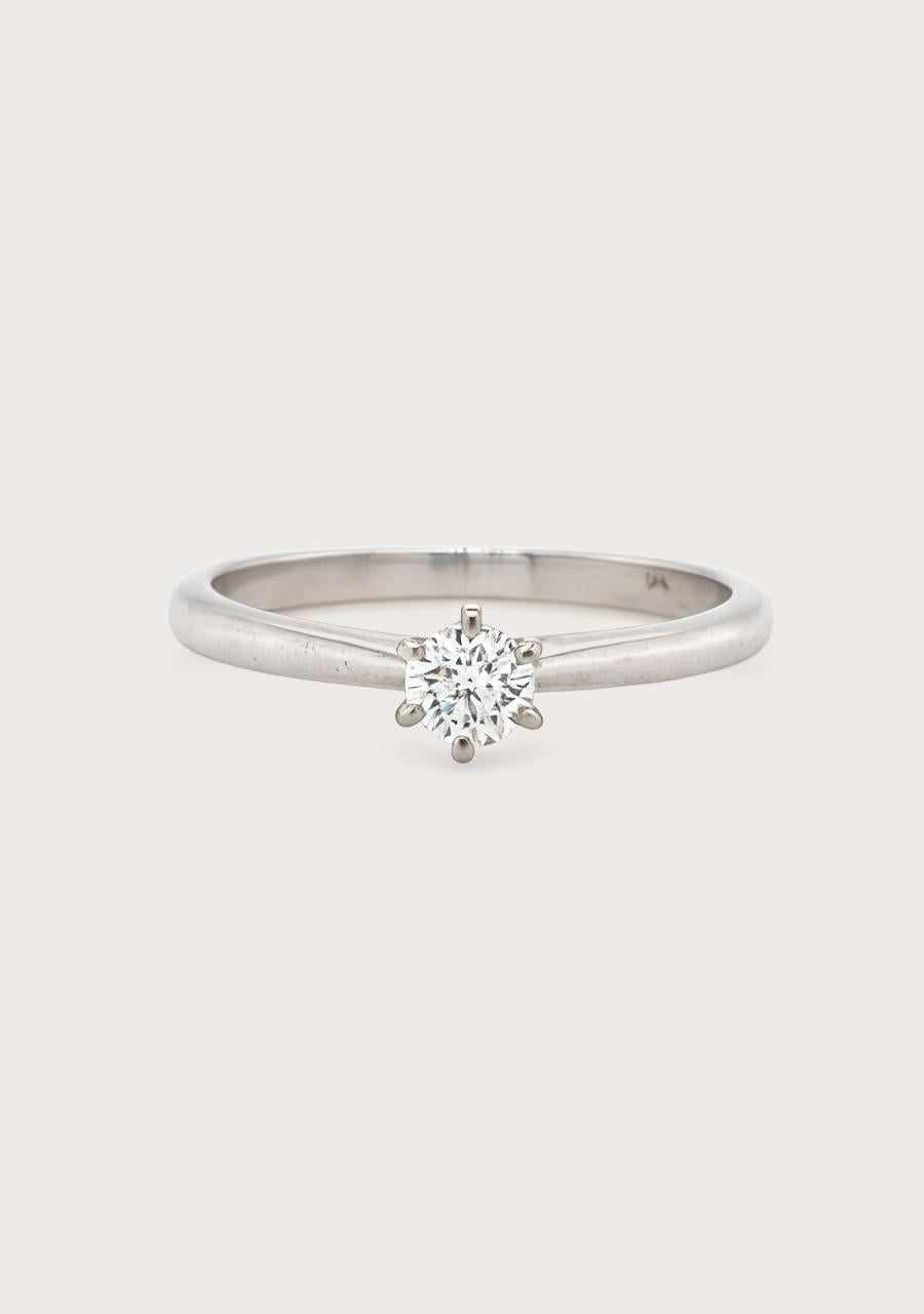 Estate 18ct White Gold Round Brilliant 0.25ct Diamond Solitaire Ring