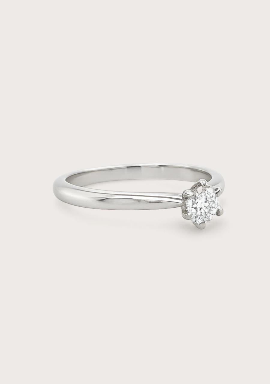 Estate 18ct White Gold Round Brilliant 0.25ct Diamond Solitaire Ring