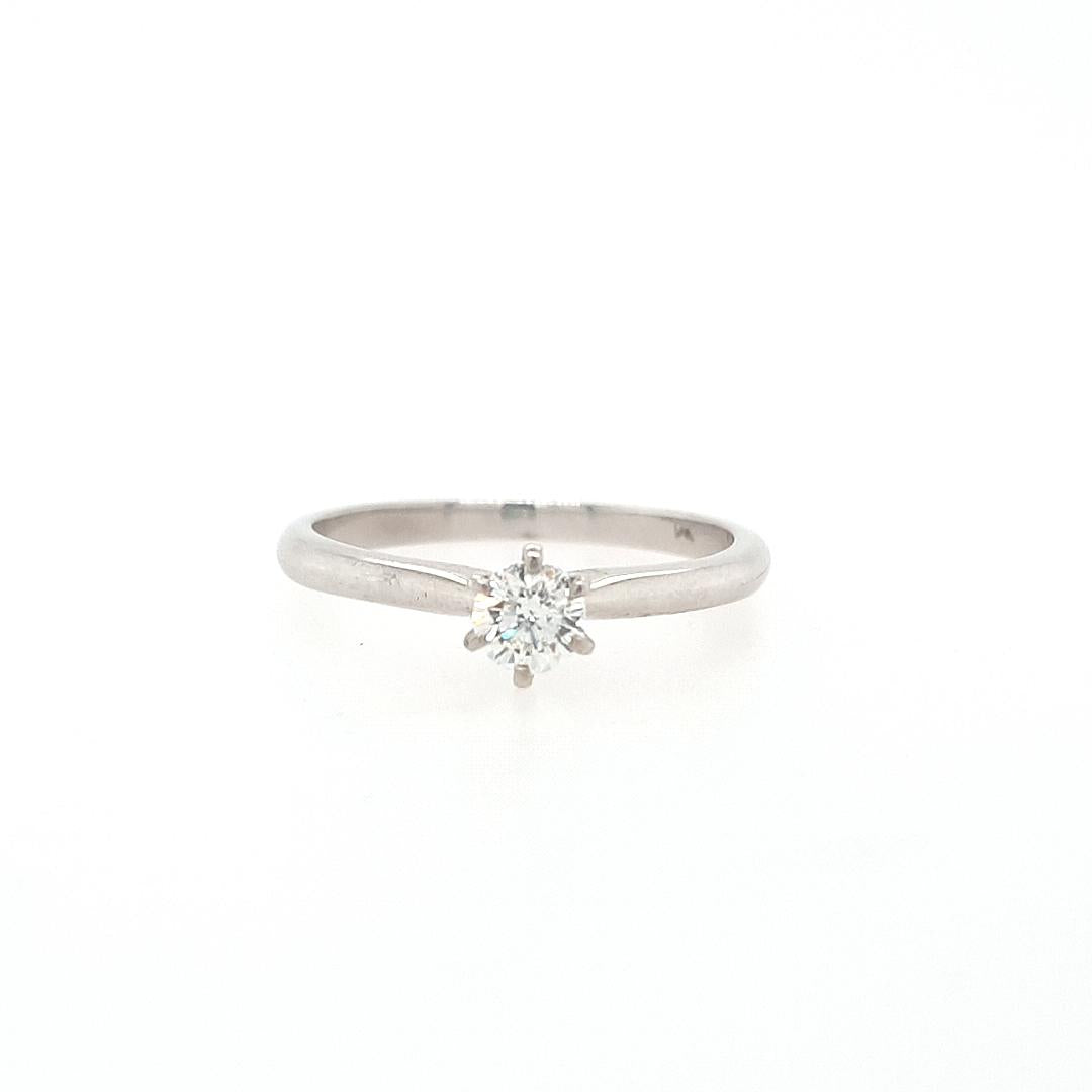 Estate 18ct White Gold Round Brilliant 0.25ct Diamond Solitaire Ring