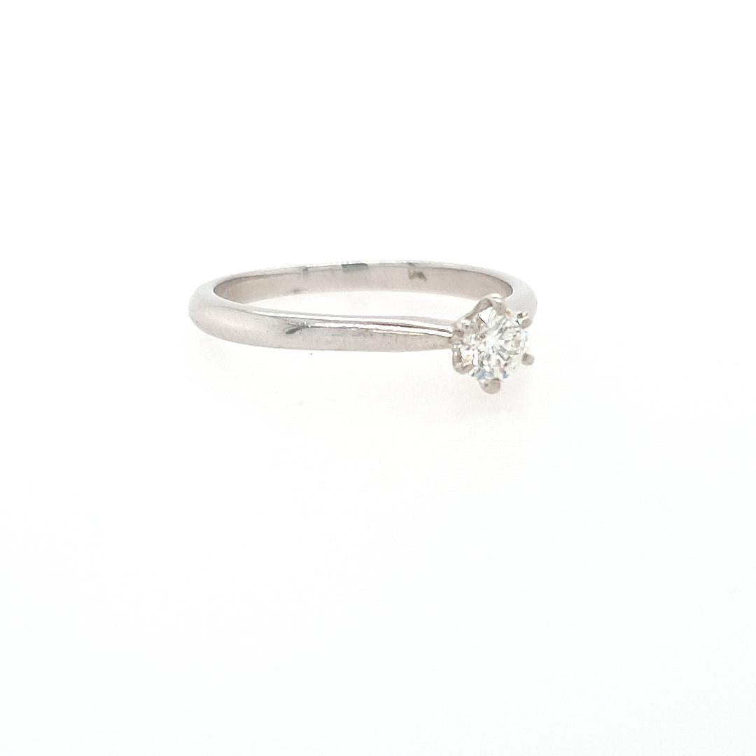 Estate 18ct White Gold Round Brilliant 0.25ct Diamond Solitaire Ring