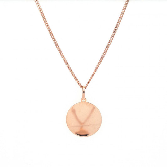 9ct Rose Gold Plain Round Disc 15mm Pendant ONLY