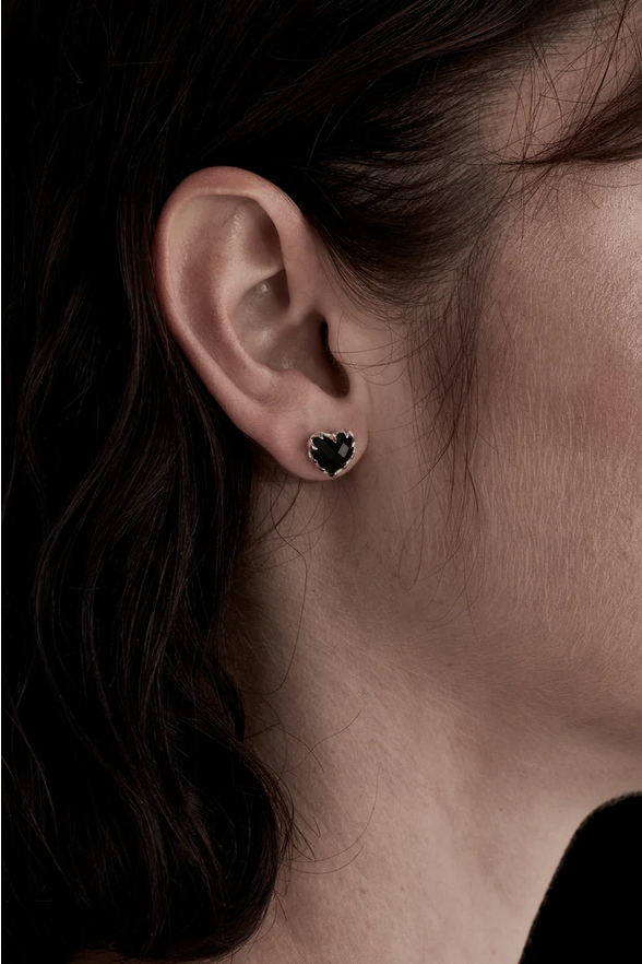 Stolen Girlfriends Club Sterling Silver Onyx Love Claw Stud Earrings