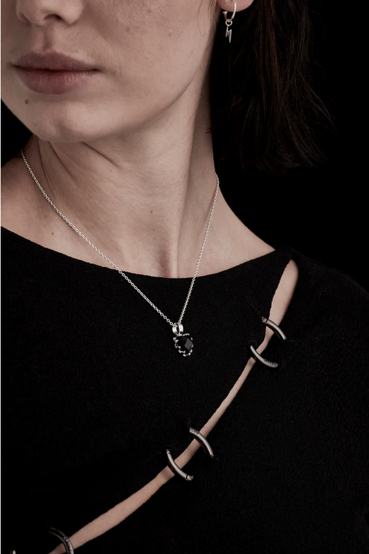 Stolen Girlfriends Sterling Silver Onyx Love Claw Necklace