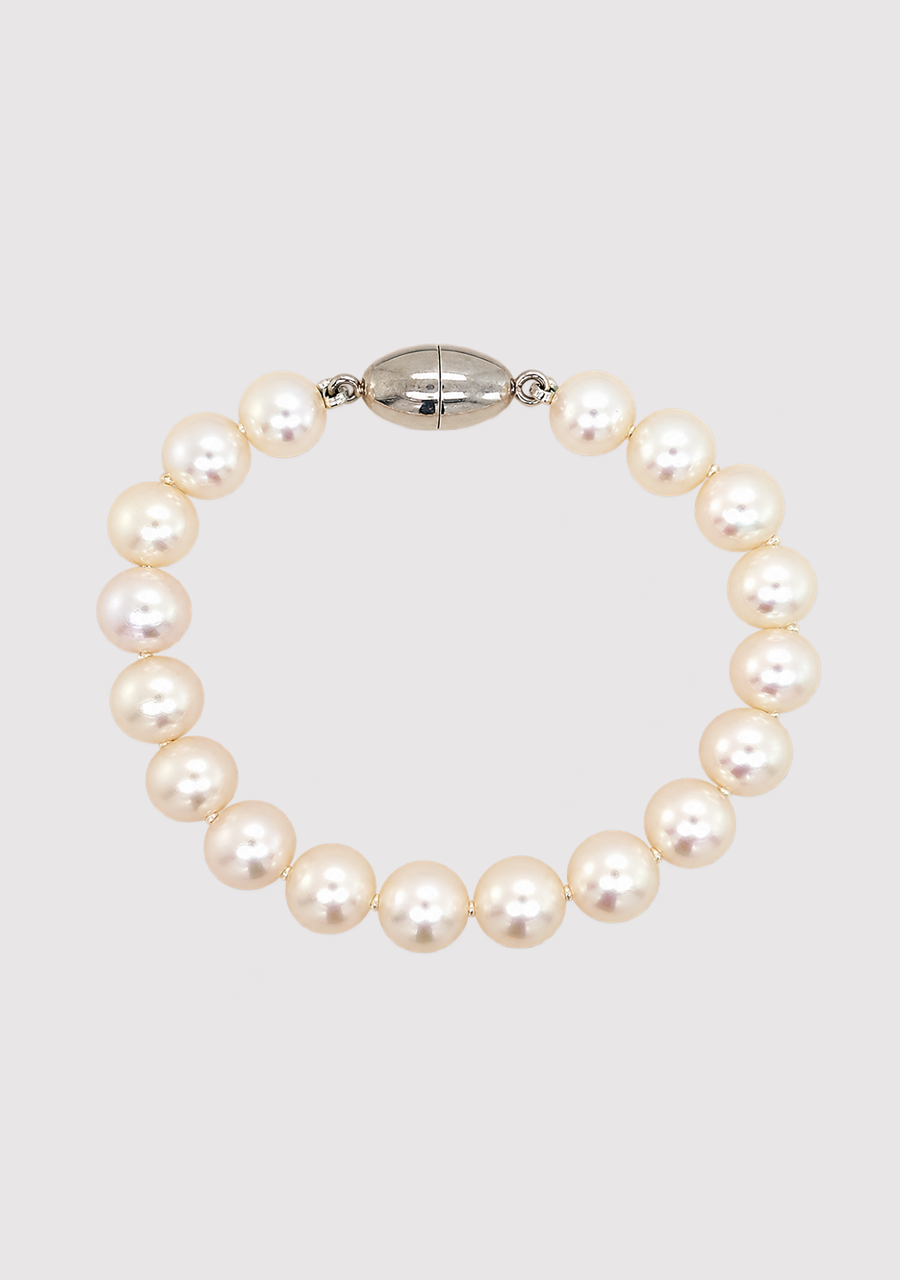 Freshwater Pearl 9-9.5mm Bracelet with Sterling Silver Magnetic Clasp