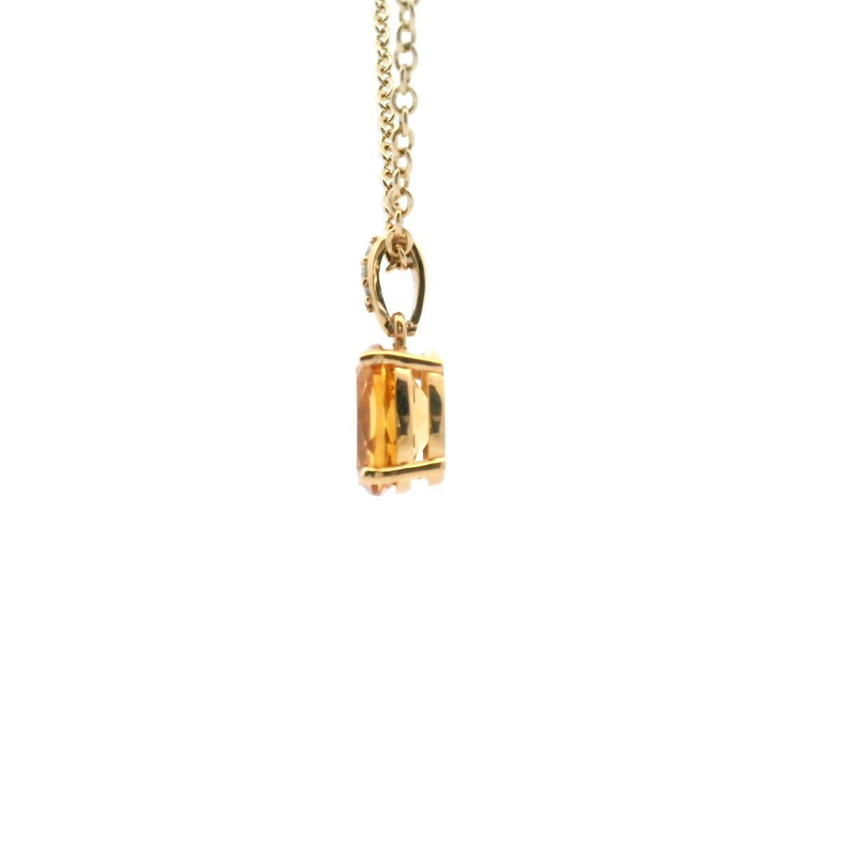 Citrine & Diamond Pendant in 9ct Yellow Gold