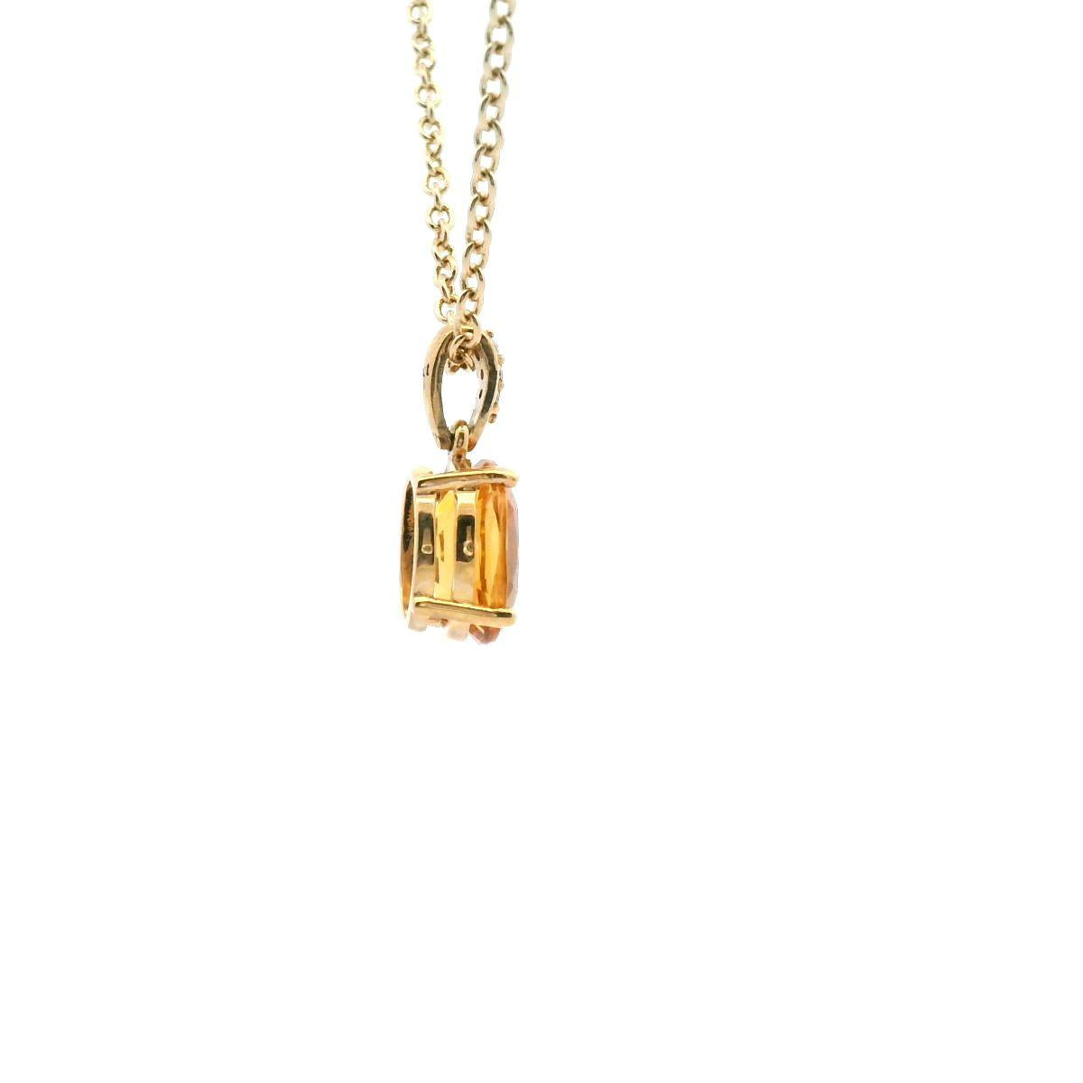 Citrine & Diamond Pendant in 9ct Yellow Gold