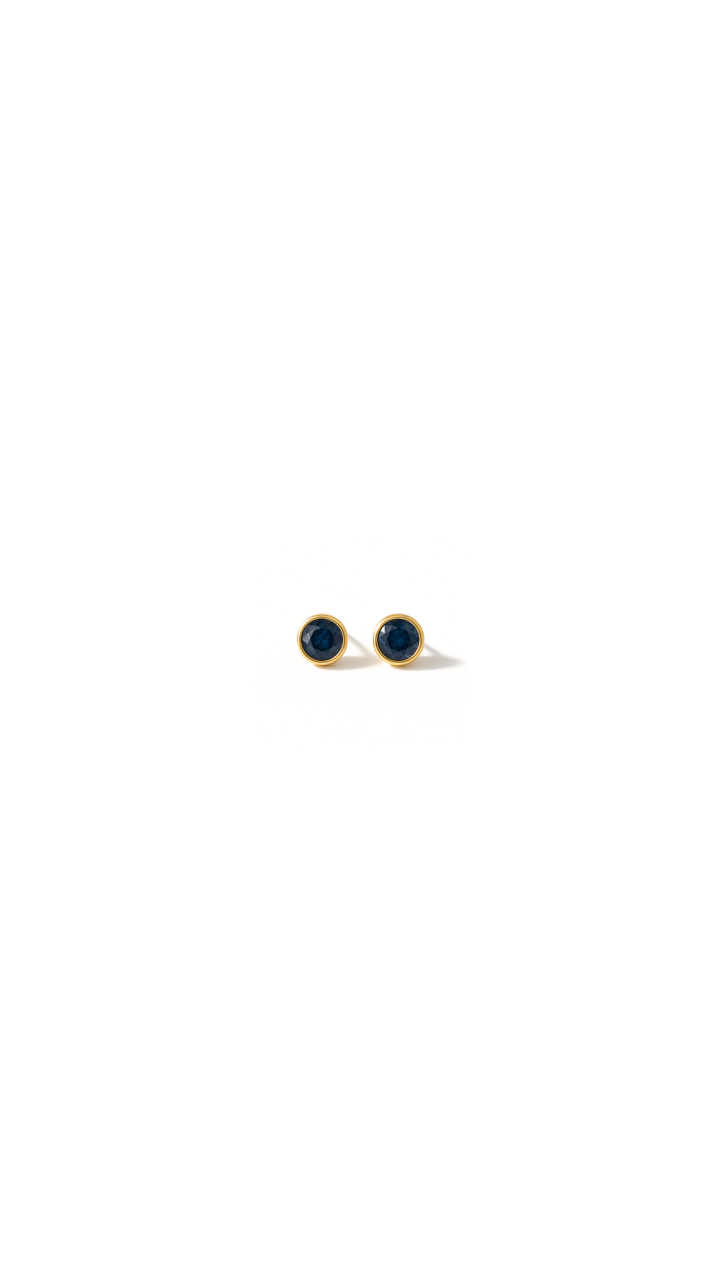 Sapphire Bezel Set Stud Earrings in 9ct Yellow Gold