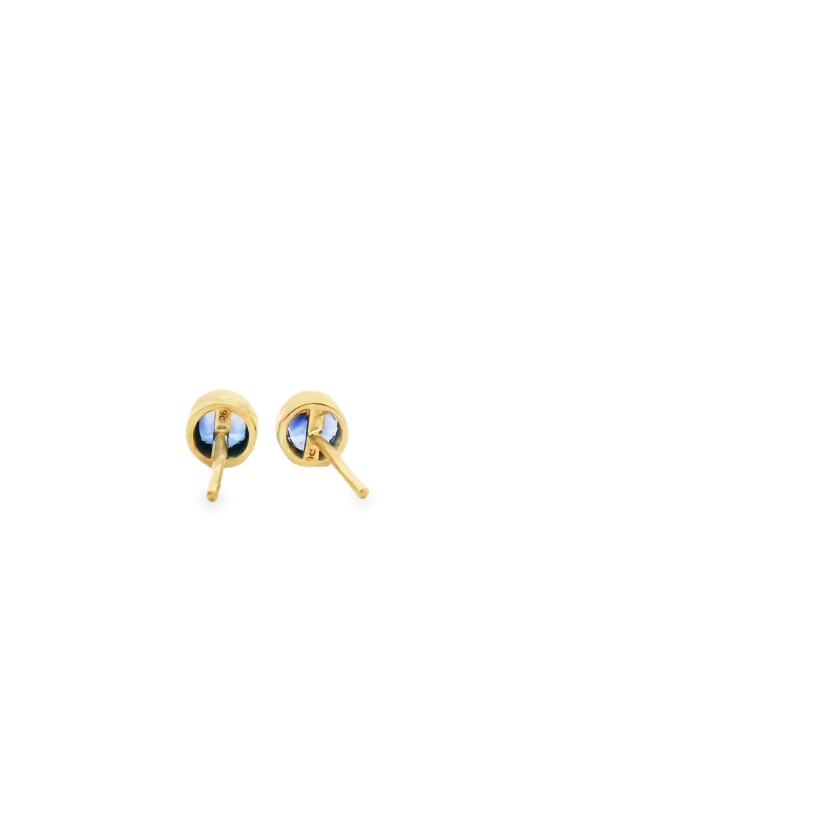 Sapphire 9k Yellow Gold Bezel Set Stud Earrings
