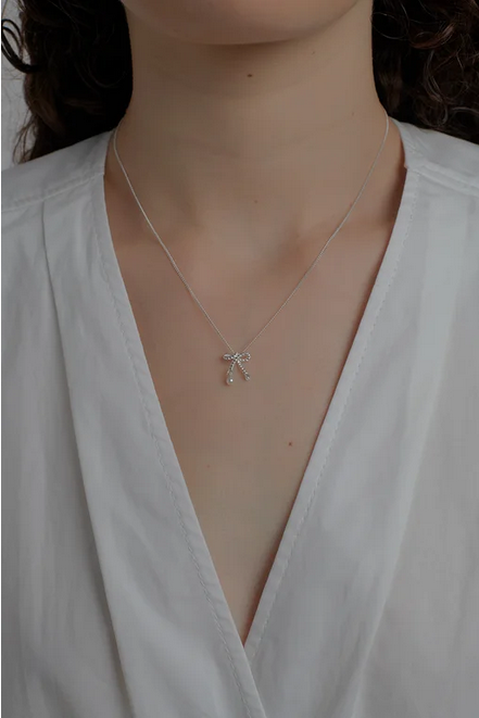 Karen Walker Sterling Silver Fresh Water Pearl Love Knot Necklace