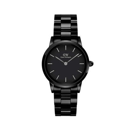 Daniel Wellington 28mm Iconic Link Ceramic Black Dial Watch, Code: DW00100415