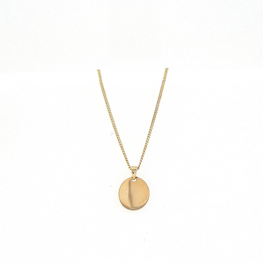 Oval Disc Pendant in 9ct Yellow Gold