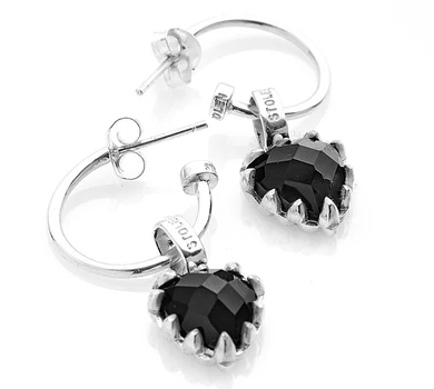 Stolen Girlfriends Club Sterling Silver Onyx Love Anchor Sleeper Earrings