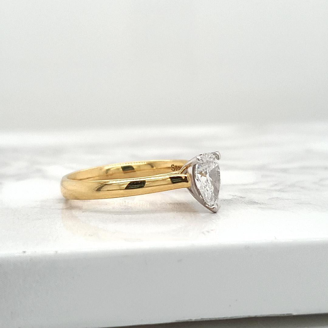 18ct Yellow Gold 0.70ct Pear Cut Claw Set Diamond Solitaire Ring