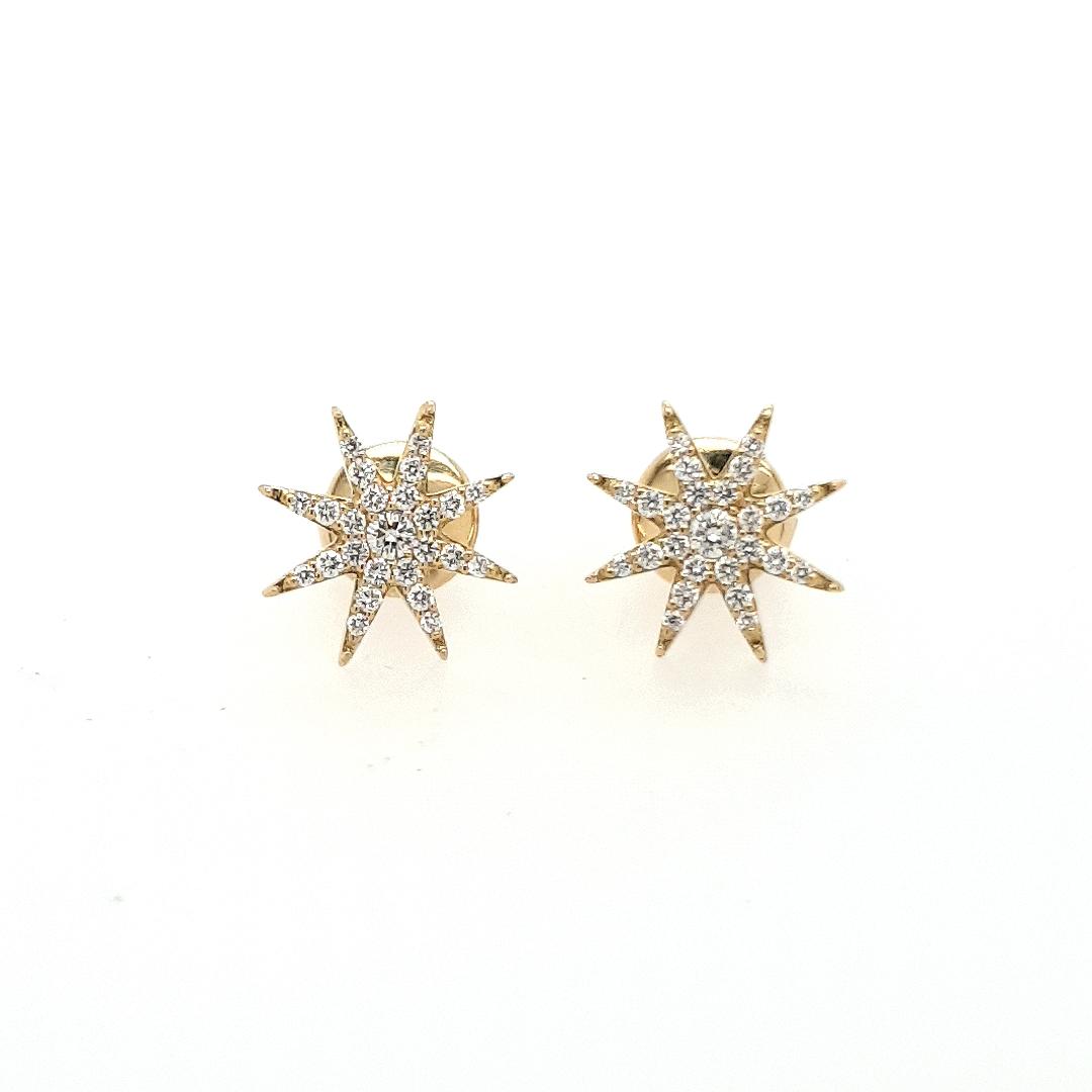 18ct Yellow Gold 0.19ct Diamond Star Stud Earrings