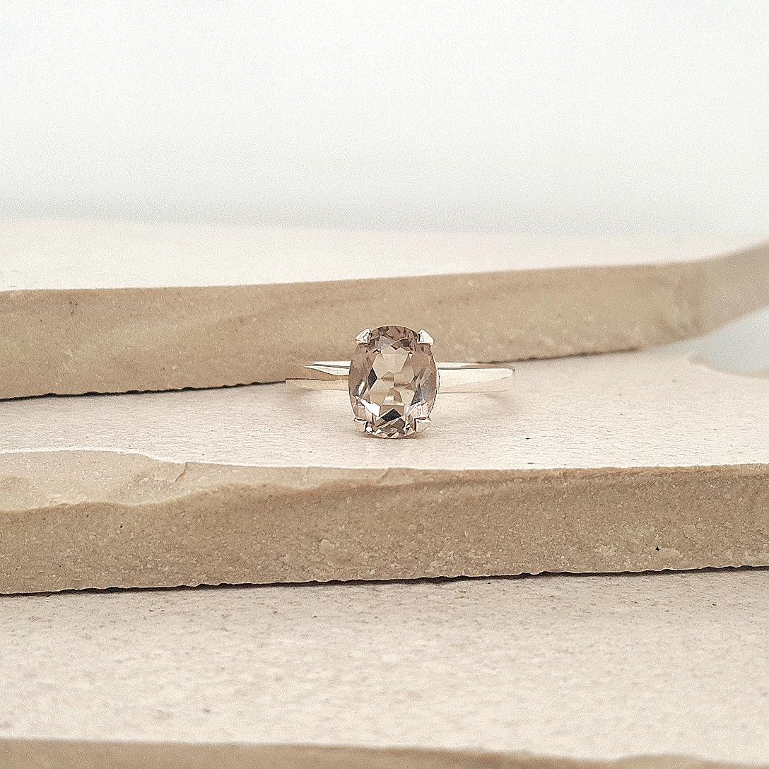Sterling Silver Oval Smokey Quartz Ring