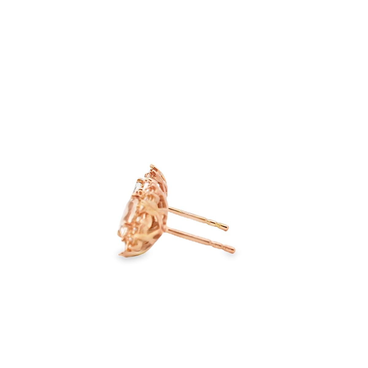 Morganite & Diamond 9k Rose Gold Mixed Shape Cluster Stud Earrings