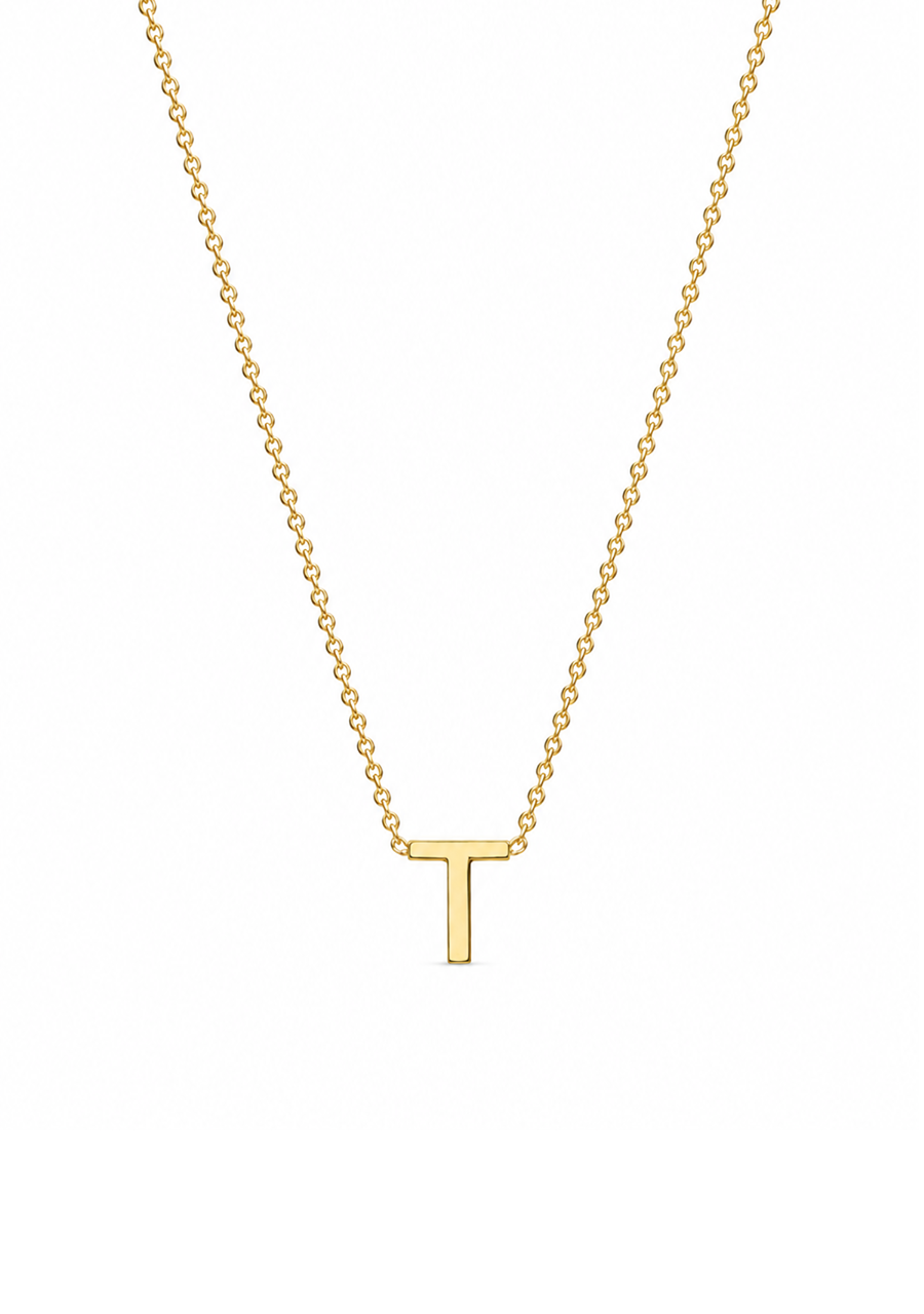 9ct Yellow Gold Initial 'T' Necklace