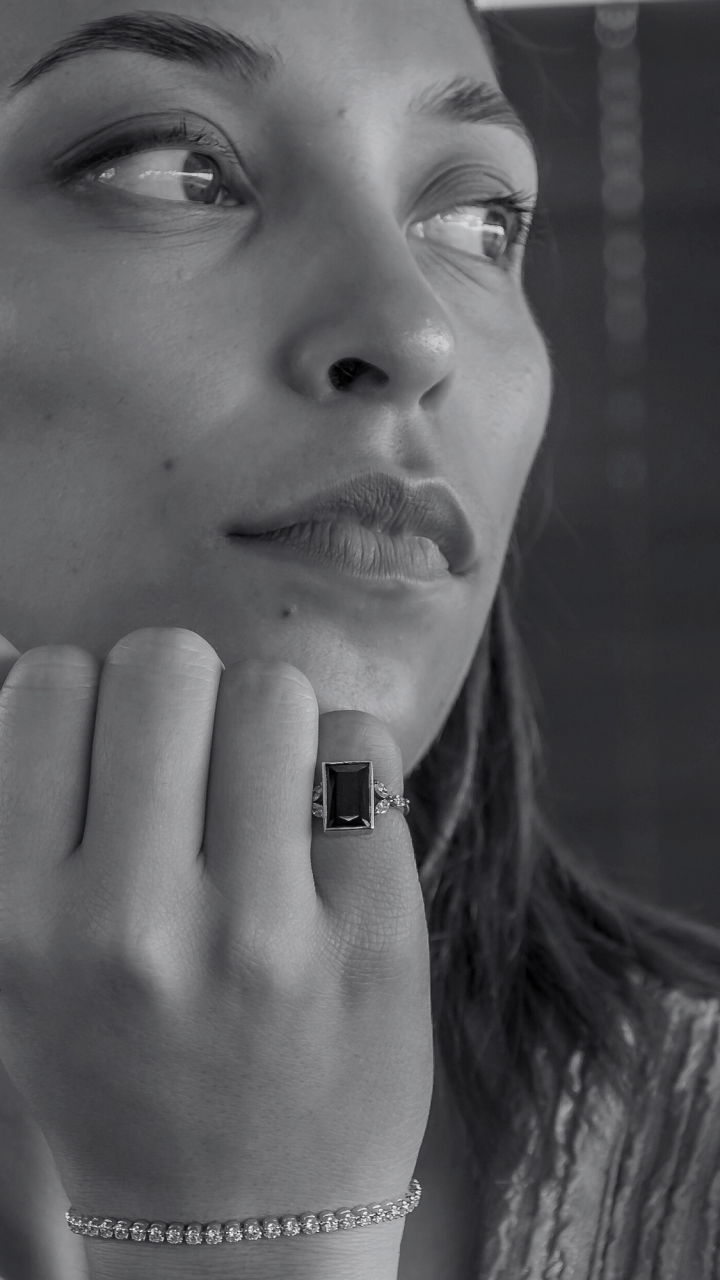 Tourmaline & Diamond Bezel Set Ring in 9ct Yellow Gold