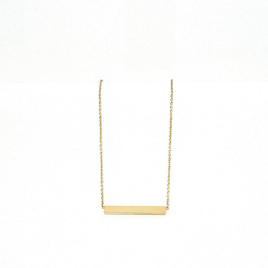 9ct Yellow Gold Solid Horizon Bar Necklace 40cm + 5cm Extender