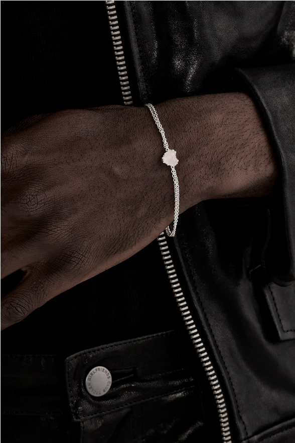 Stolen Girlfriends Club Silver Love Claw Bracelet with Rose Quartz 17cm + 3cm Extender