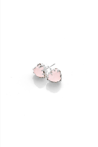 Stolen Girlfriends Club Sterling Silver Rose Quartz Love Claw Stud Earrings