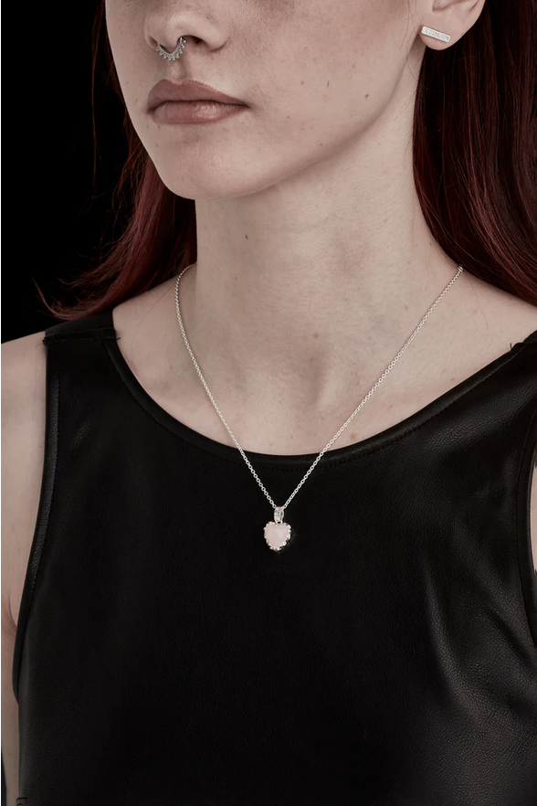 Stolen Girlfriends Club Silver Love Claw Necklace with Rose Quartz