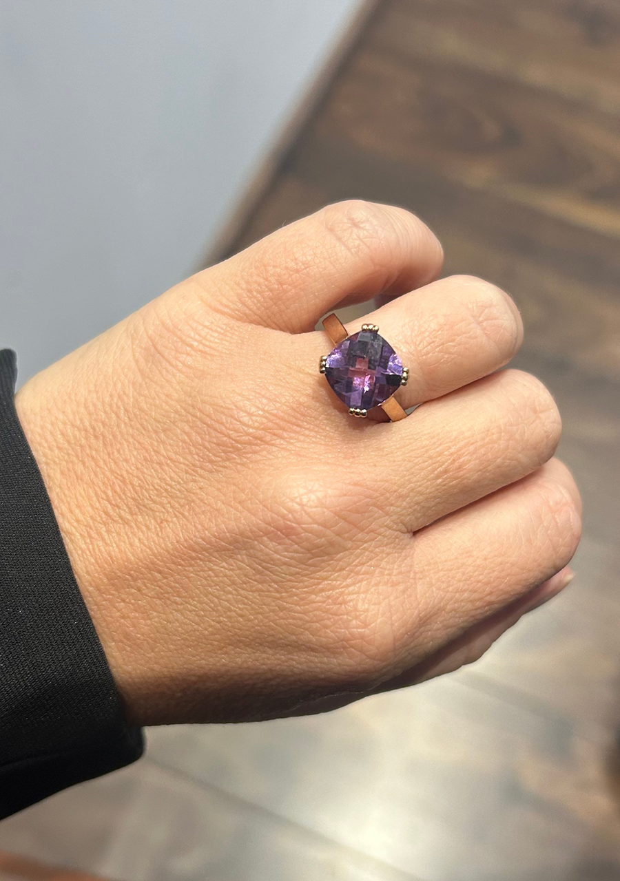 9ct Rose Gold Amethyst & Diamond Ring