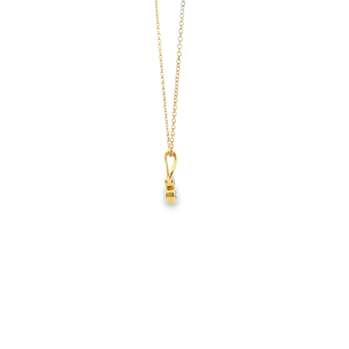 Diamond Bezel Set Pendant and 14ct Yellow Gold Necklace
