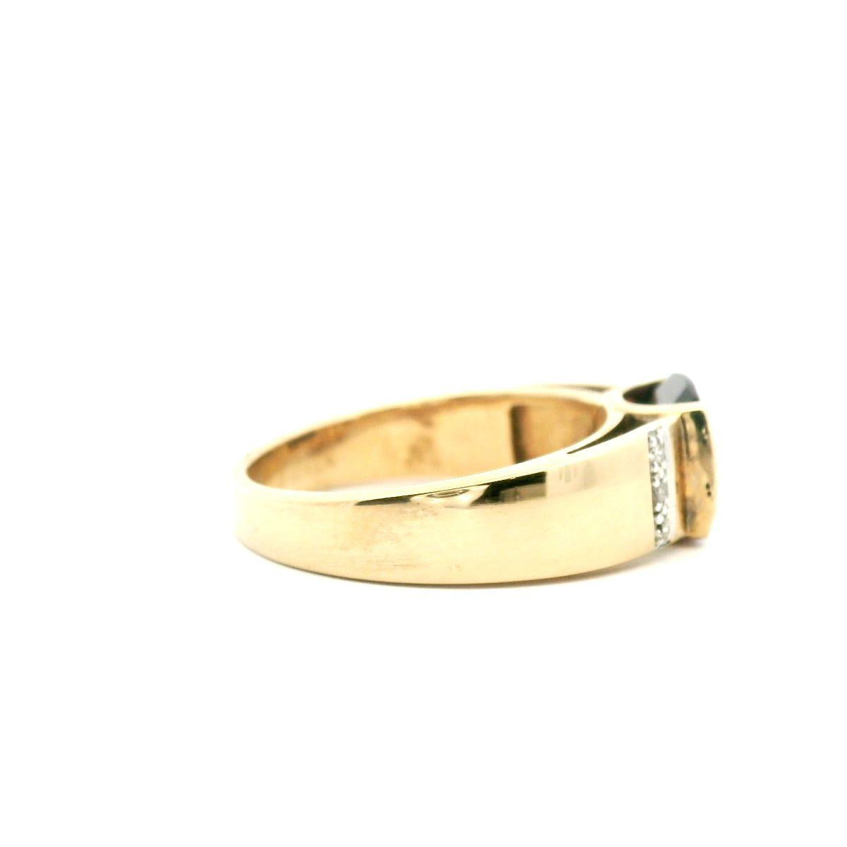 Garnet & Diamond 9k Yellow Gold Semi Bezel Ring