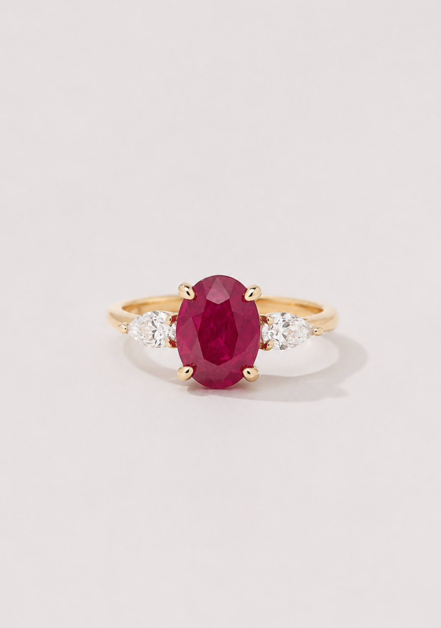 Ruby & Diamond 18ct Yellow & White Gold Ring