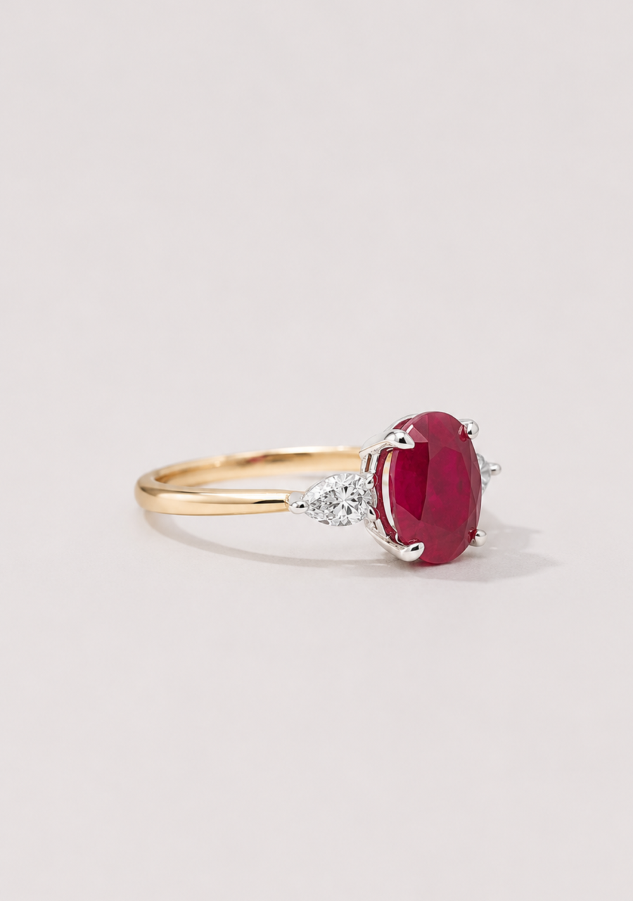 Ruby & Diamond 18ct Yellow & White Gold Ring