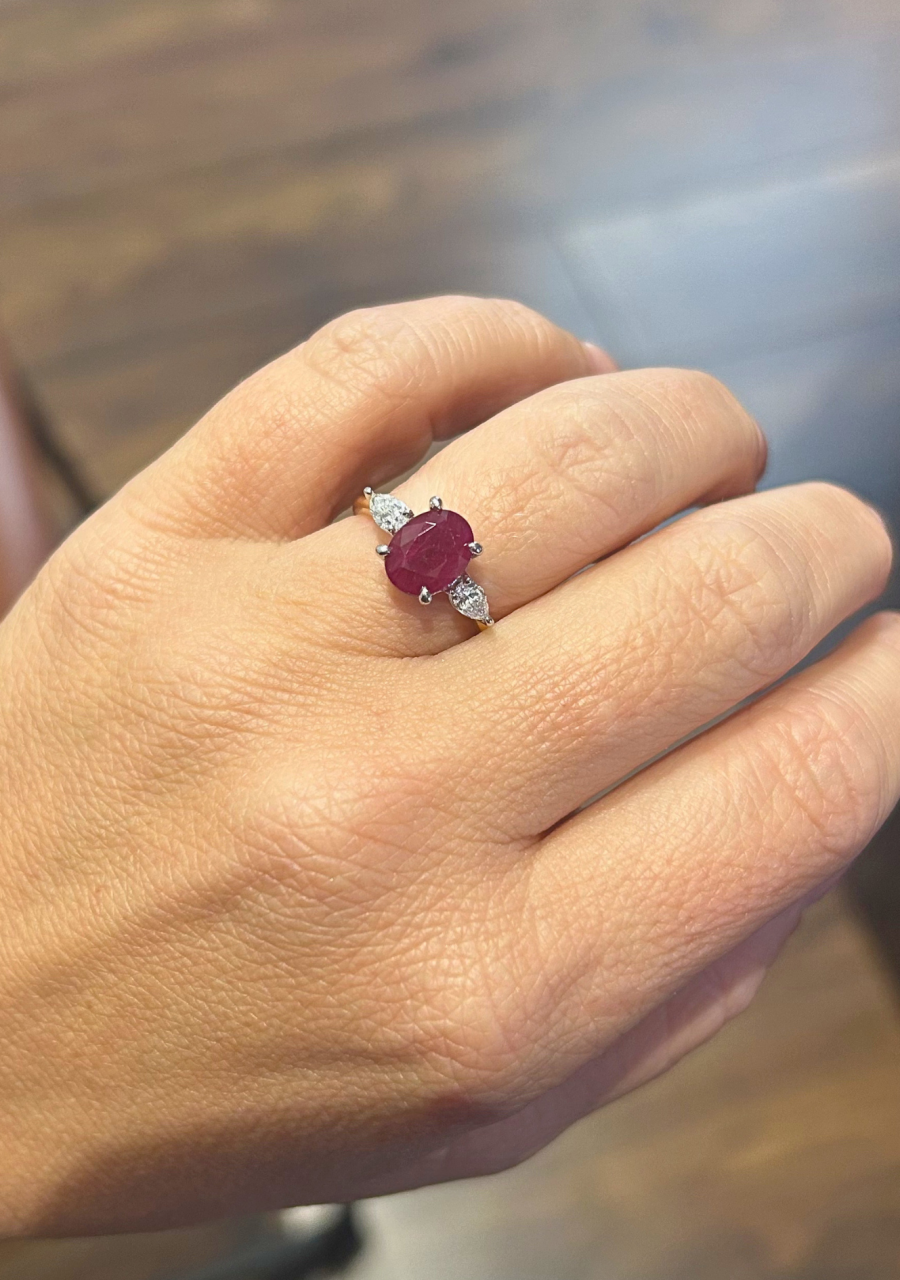Ruby & Diamond 18ct Yellow & White Gold Ring