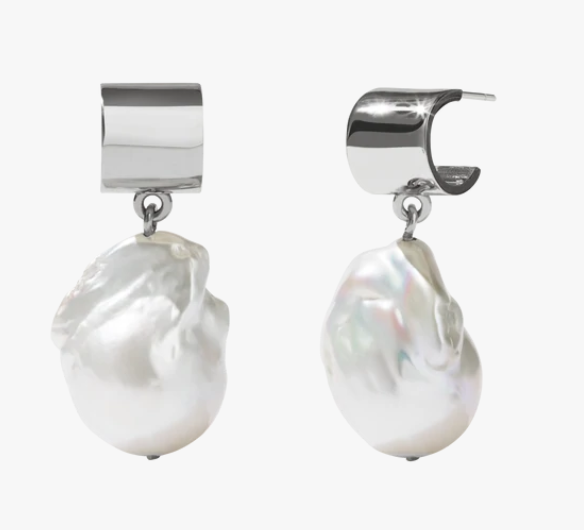 Meadowlark Sterling Silver Cuff Pearl Drop Earrings