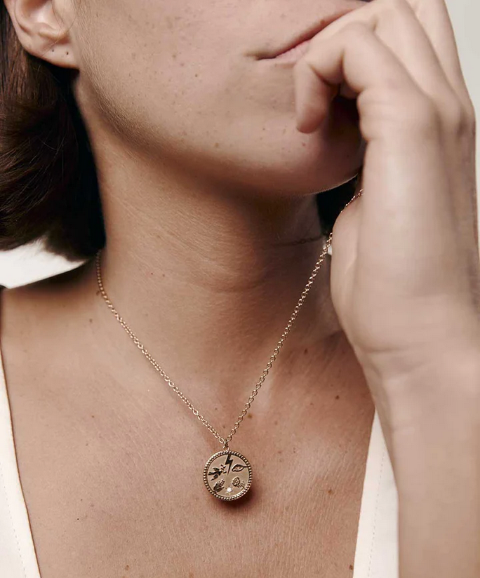 Meadowlark Gold Plated Talisman with Green Sapphire Necklace