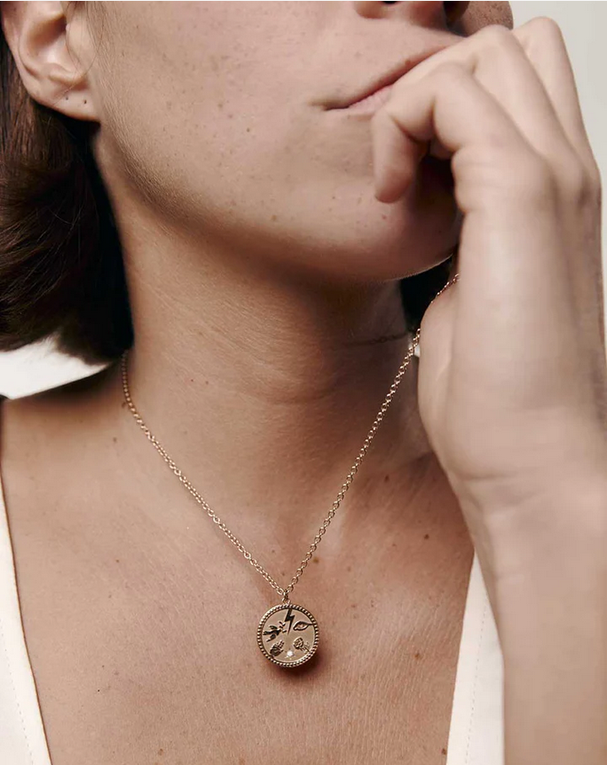 Meadowlark Gold Plated Blue Sapphire Talisman Necklace