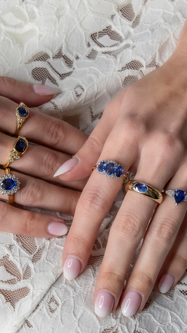 Sapphire & Diamond Bezel Set Ring in 18ct Yellow Gold