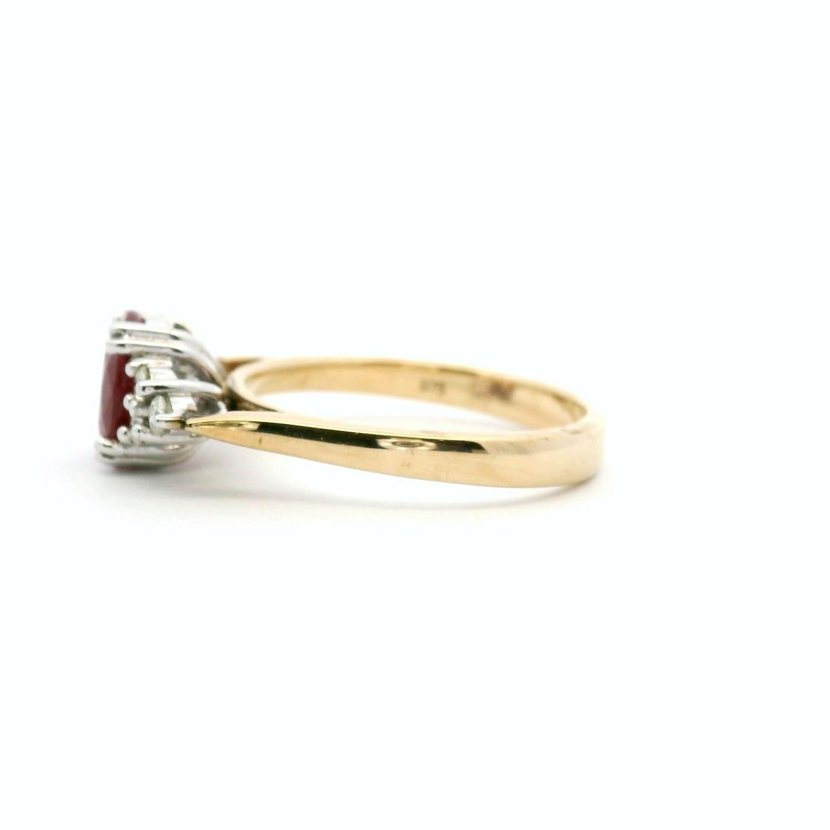 Ruby & Diamond 9k Yellow Gold Ring