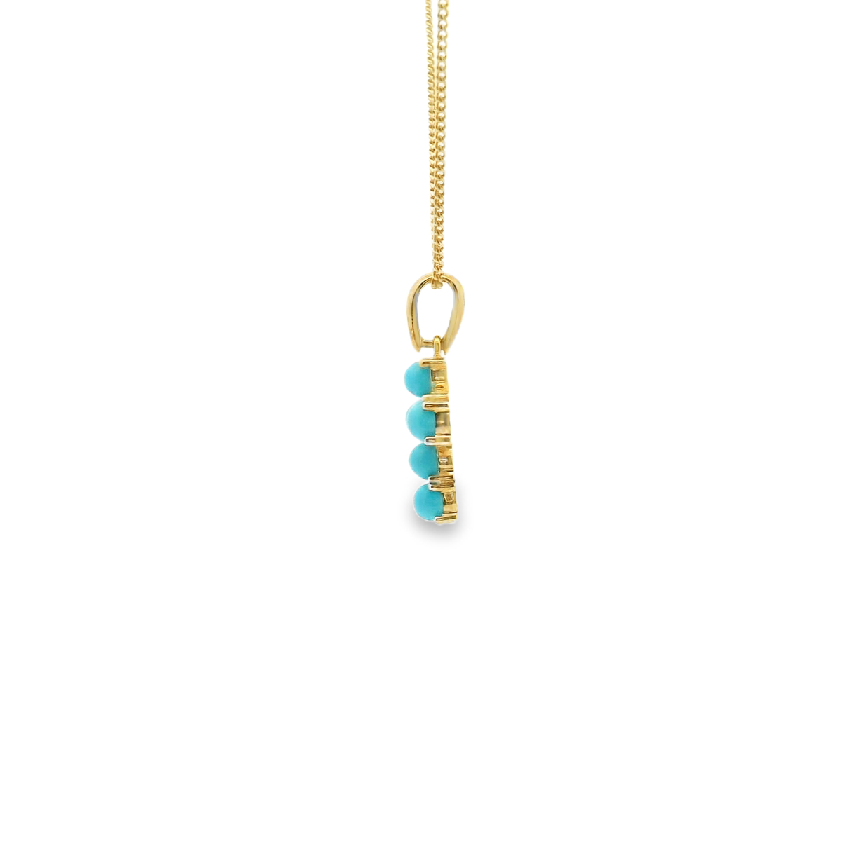 Turquoise 9k Yellow Gold Cross Pendant