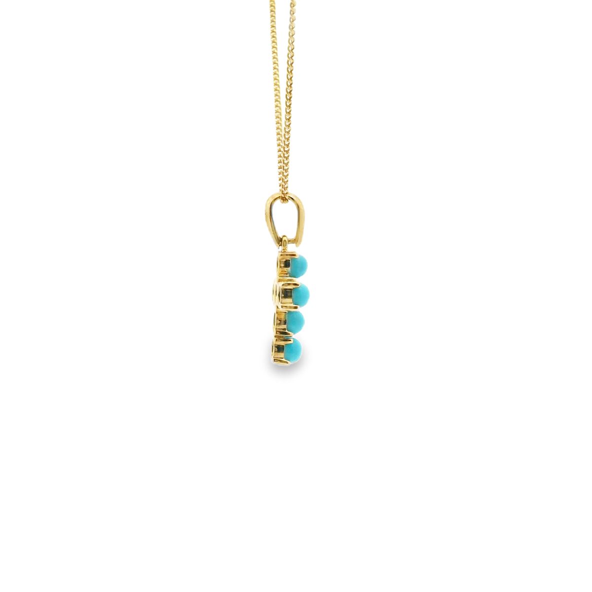 Turquoise 9k Yellow Gold Cross Pendant