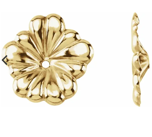 14ct Yellow Gold Floral Inspired Earring Jackets ONLY