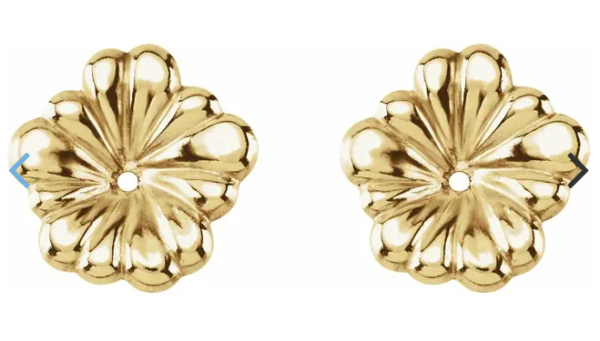 14ct Yellow Gold Floral Inspired Earring Jackets ONLY