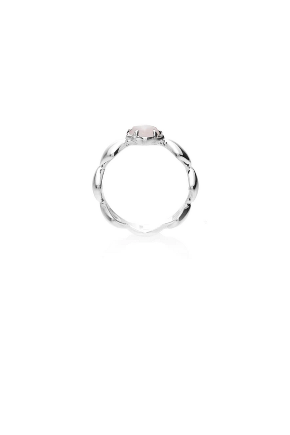 Stolen Girlfriends Club Band of Hearts Rose Quartz Ring
