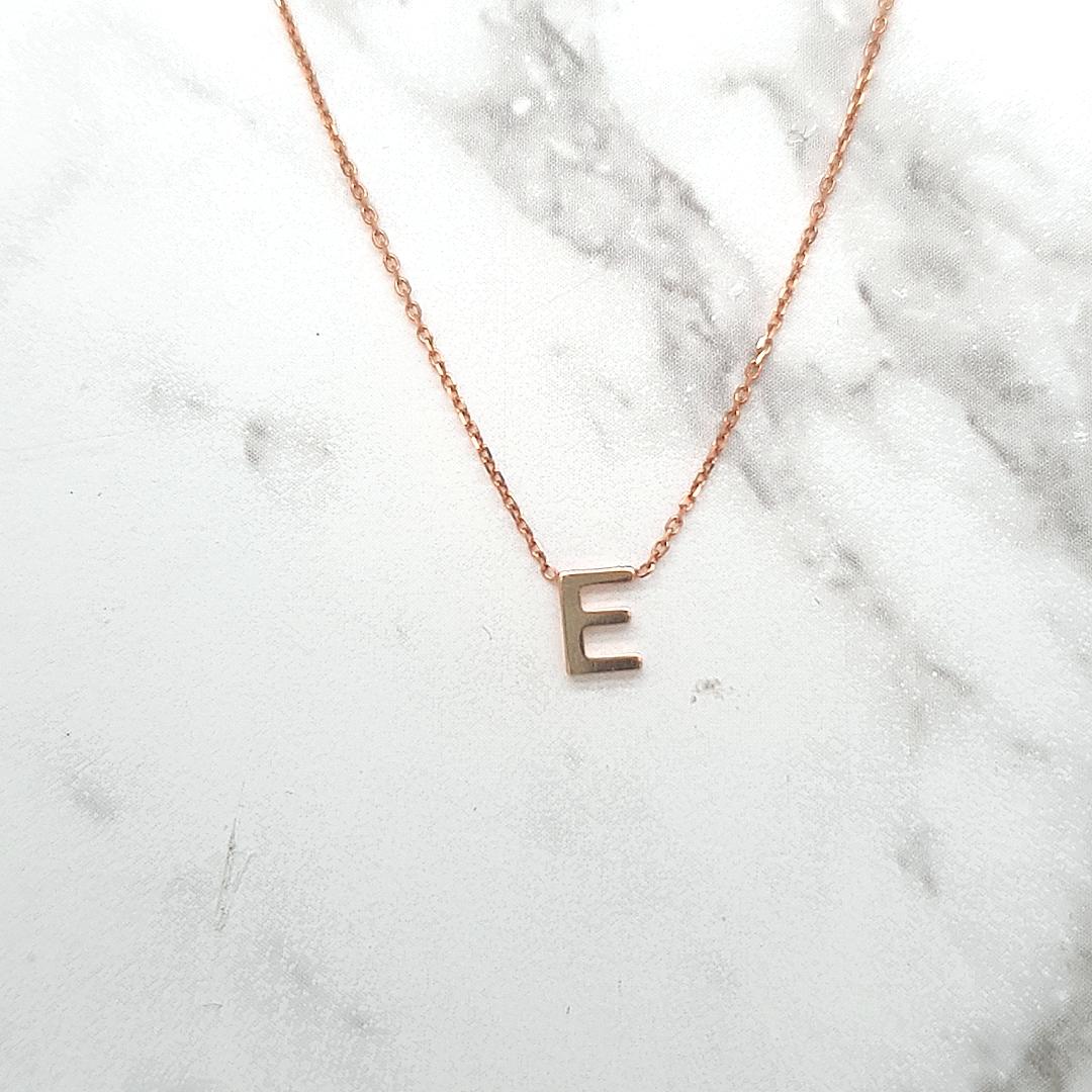 9ct Rose Gold Initial E Necklace
