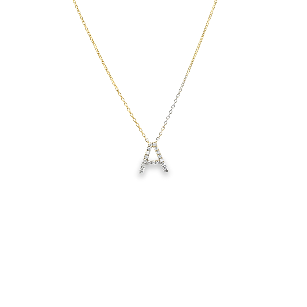 Diamond Initial 'A' 0.06ct Pendant 9ct Yellow Gold Necklace