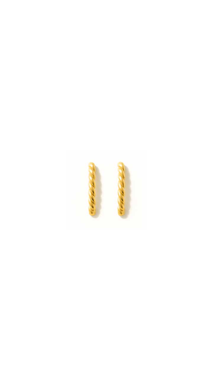 Twisted Half Hoop Stud Earrings in 9ct Yellow Gold
