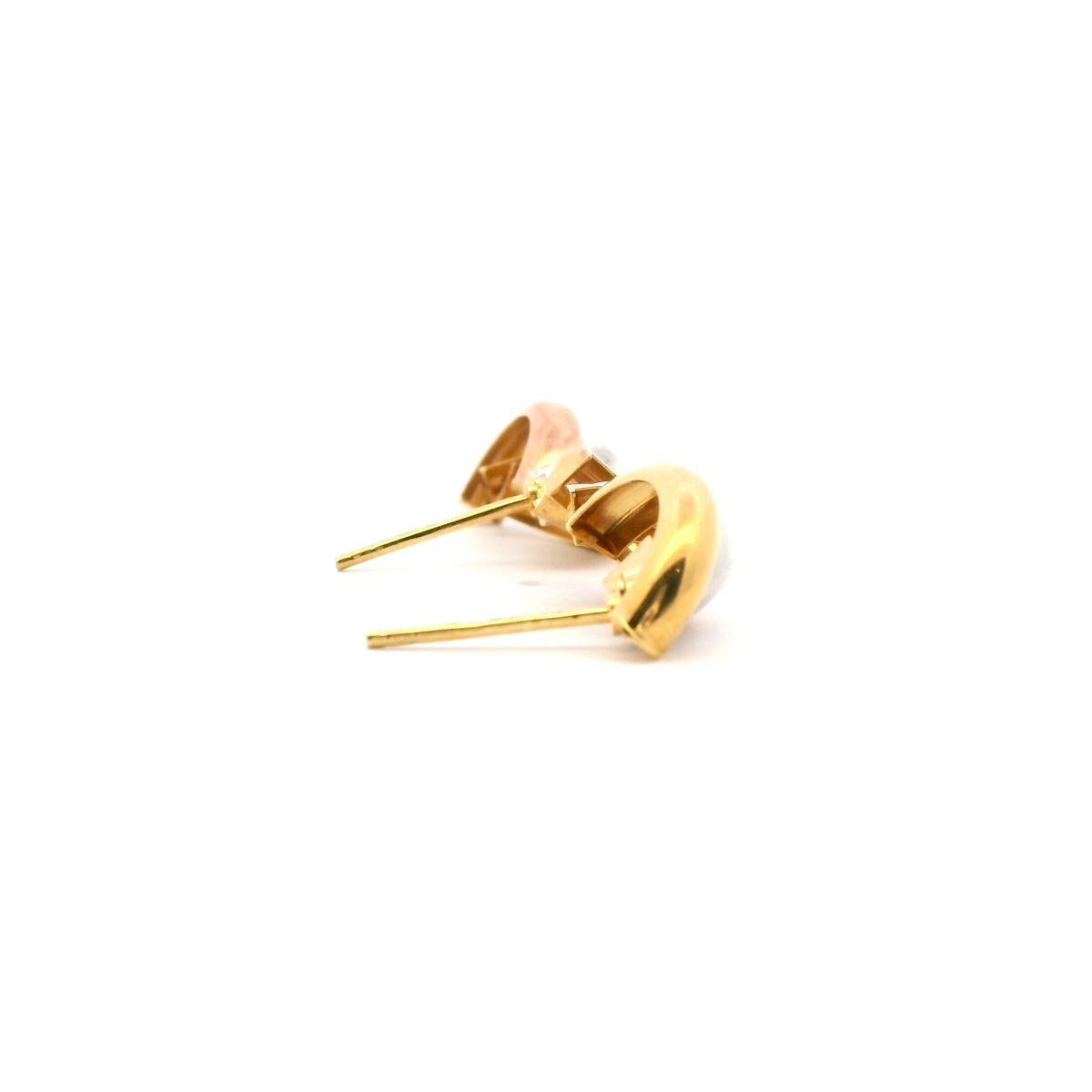 9ct Tri Colour Gold Half Round Dome Stud Earrings