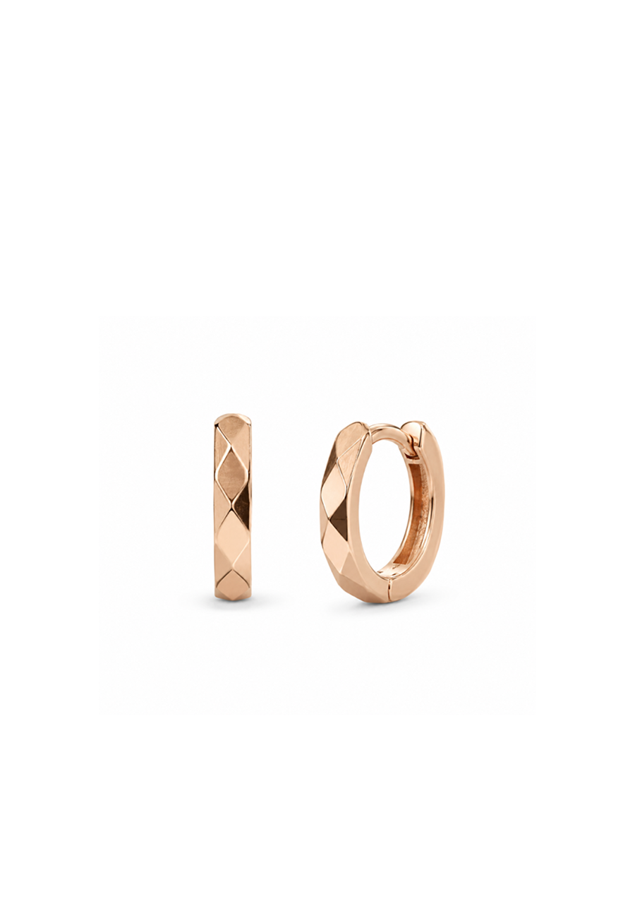 9ct Rose Gold Patterned Huggie Earrings