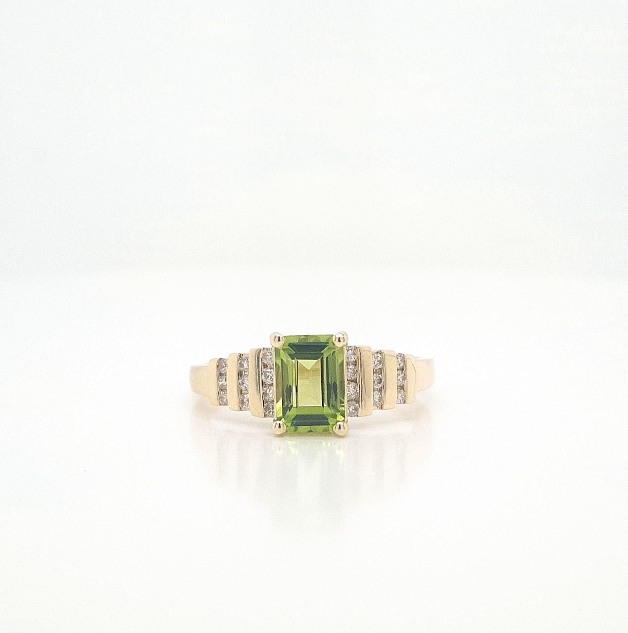 Peridot & Diamond 9k Yellow Gold Ring